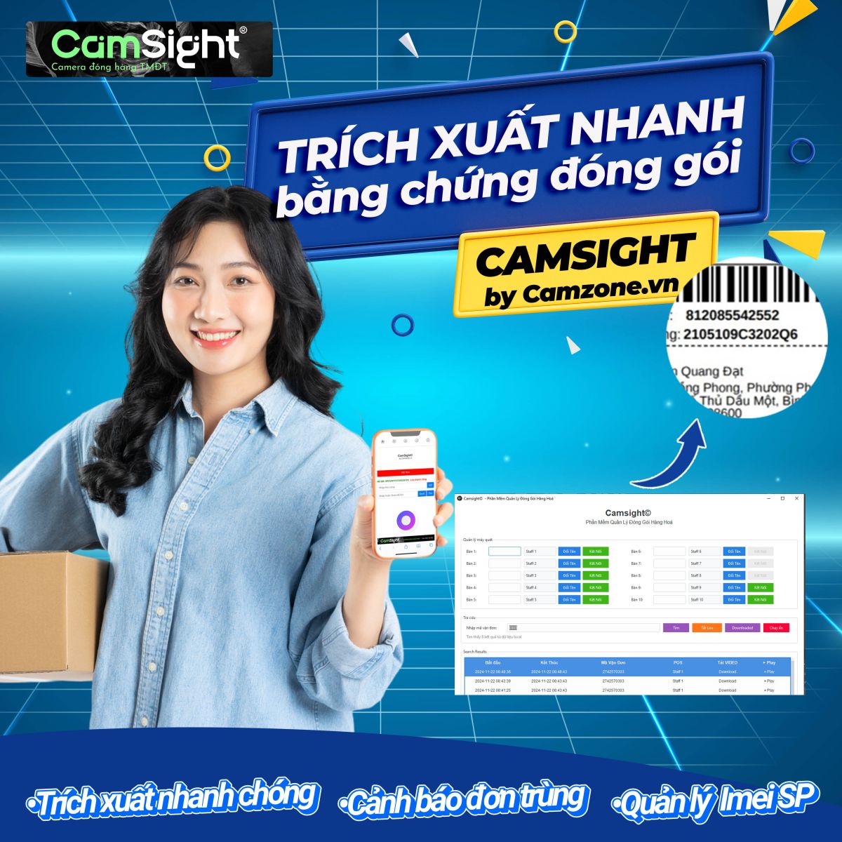 phần mềm quay đ&oacute;ng h&agrave;ng r&otilde; m&atilde; vận đơn, tr&iacute;ch xuất nhanh