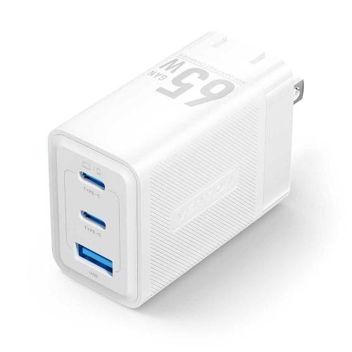 Củ sạc Vention GaN III 65W trắng nhỏ gọn, cung cấp sạc nhanh cho laptop và điện thoại.