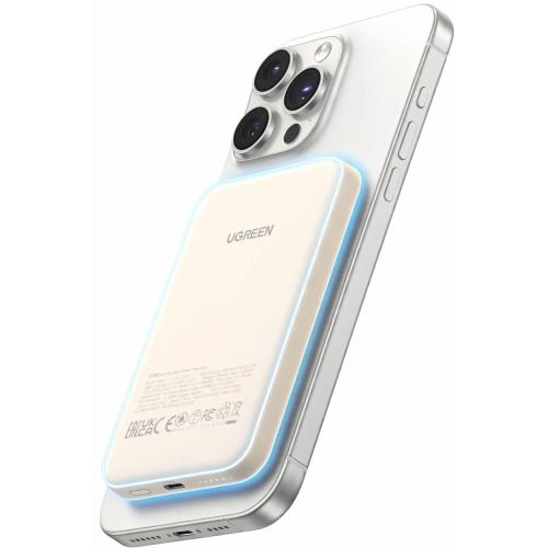Pin dự phòng Ugreen PB560 MagSafe mỏng nhẹ gắn chắc vào mặt lưng iPhone tiện lợi.
