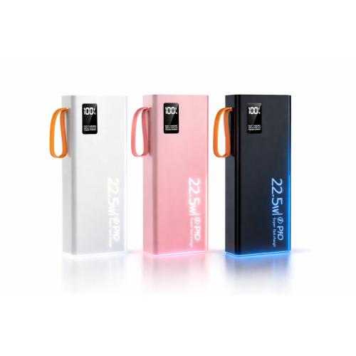 Pin sạc dự phòng GOOJODOQ Mini 20.000mAh 22.5W với thiết kế nhỏ gọn, 4 dây cáp tích hợp.