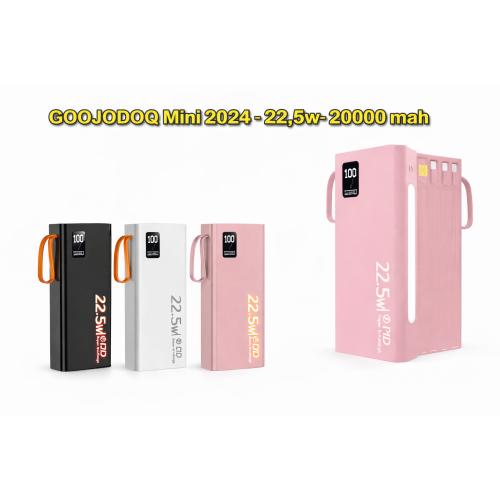 Pin sạc dự phòng GOOJODOQ Mini 20.000mAh 22.5W thiết kế nhỏ gọn, tích hợp 4 dây sạc nhanh.