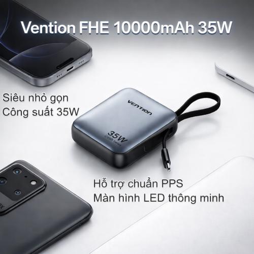Pin Vention FHE 35W: Sạc Nhanh 10000mAh Samsung S24 & iPhone 16 5