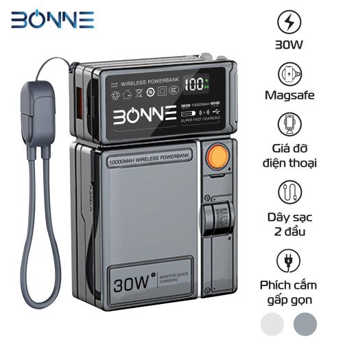 Sạc Dự Phòng Bonne BP09 4-trong-1: Củ Sạc, Cáp Tích Hợp, MagSafe