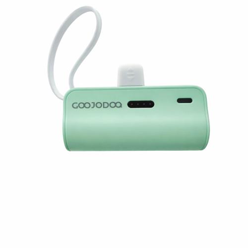 Sạc dự phòng GOOJODOQ 4000mAh mini màu xanh với thiết kế nhỏ gọn, tiện lợi khi di chuyển.