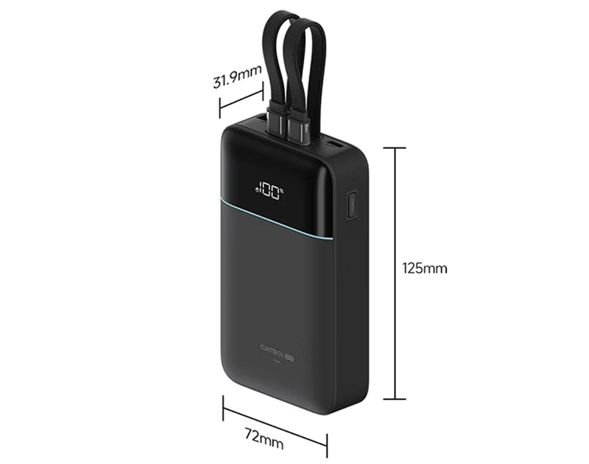 K&iacute;ch thước thực tế của sạc dự ph&ograve;ng Cuktech CP24 LPB200NL