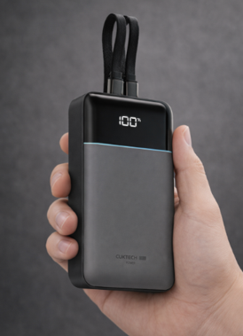 Sạc dự ph&ograve;ng Cuktech CP24 LPB200NL 20.000mAh 40W với thiết kế t&iacute;ch hợp c&aacute;p