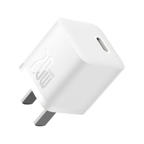 Củ sạc nhanh Baseus GaN5 20W nhỏ gọn màu trắng, công nghệ GaN5 tiên tiến dành cho iPhone.