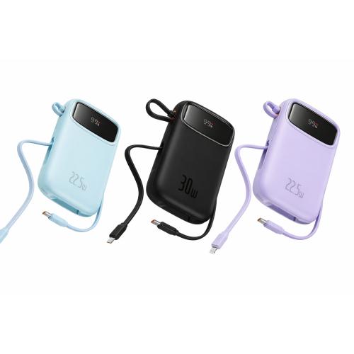 Pin sạc dự phòng Baseus Qpow2 20.000mAh màu đen cùng thiết kế tích hợp dây sạc tiện lợi.