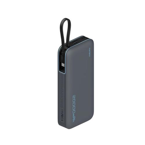 Sạc dự phòng Cuktech PB200N màu đen, dung lượng 20.000mAh, công suất 55W, thiết kế mỏng nhẹ.