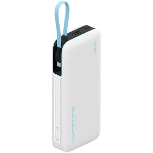 Sạc dự phòng Cuktech PB200N 20.000mAh 55W màu trắng, với thiết kế mỏng nhẹ dễ dàng mang theo.