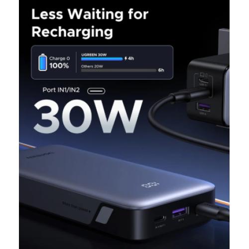 Sạc dự phòng Ugreen PB532 20000mAh với thiết kế nhỏ gọn, hỗ trợ sạc nhanh 30W hiệu quả.