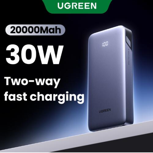 Hình ảnh thực tế sạc dự phòng Ugreen PB532 20000mAh tiện lợi với khả năng sạc nhanh 30W.