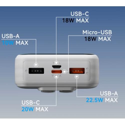 Sạc dự phòng Vention FHO 20000mAh 22.5W màu đen, thiết kế bo tròn, cầm nắm rất thoải mái.
