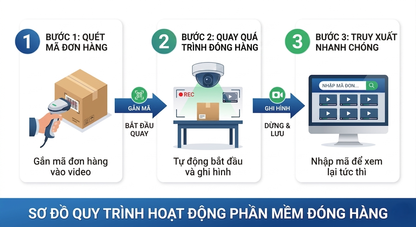 Quy tr&igrave;nh hoạt động của phần mềm quay đ&oacute;ng h&agrave;ng