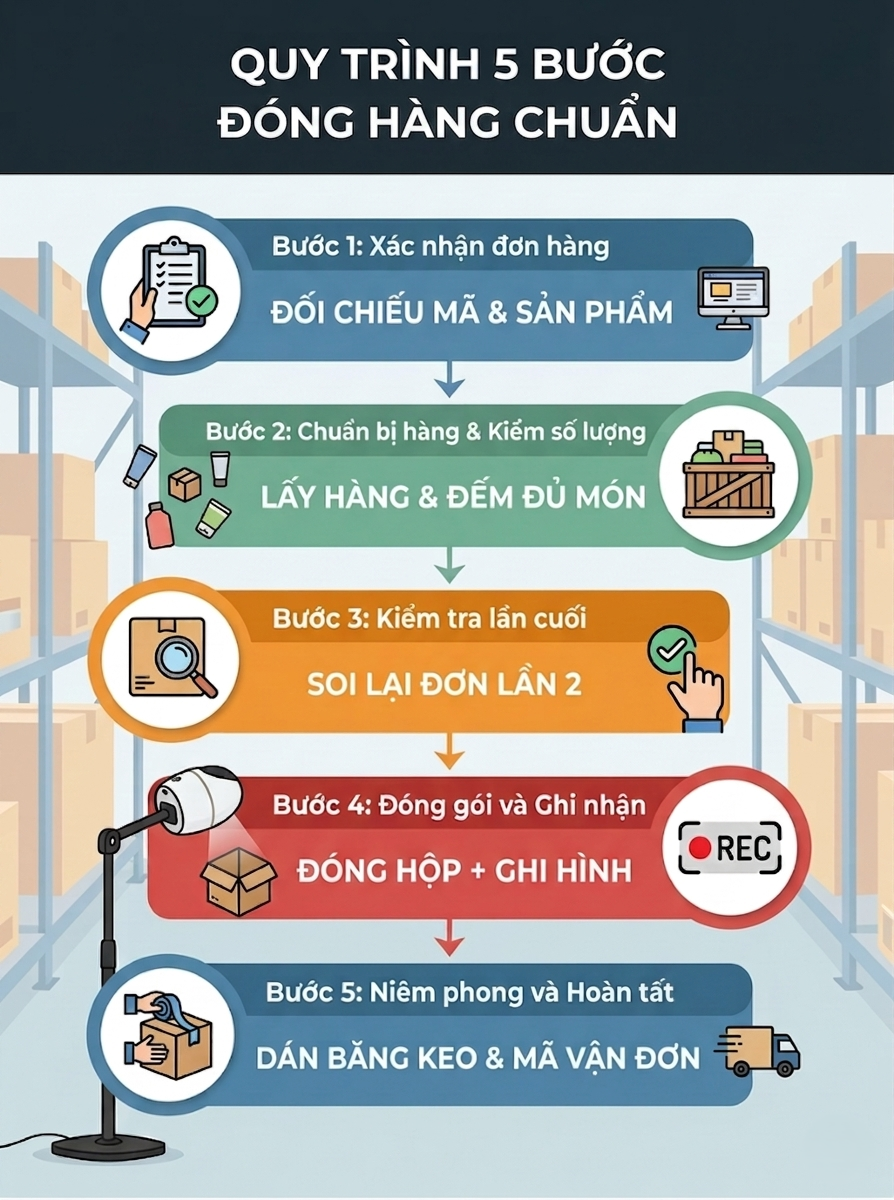 Quy tr&igrave;nh đ&oacute;ng h&agrave;ng chuẩn 5 bước với phần mềm quay đ&oacute;ng h&agrave;ng Camsight