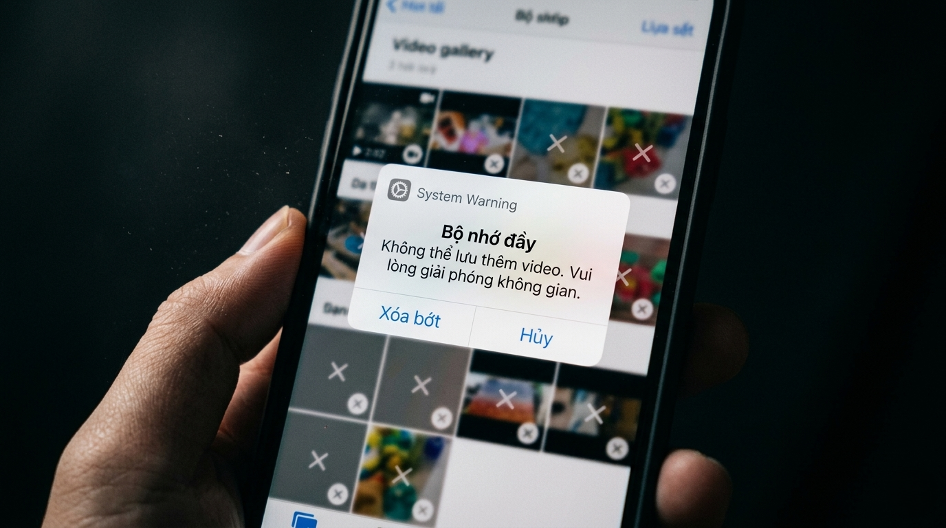 Bộ nhớ điện thoại dễ đầy dung lượng nếu bạn d&ugrave;ng để quay đ&oacute;ng h&agrave;ng, bạn phải tự tay x&oacute;a thủ c&ocirc;ng rất mất thời gian.