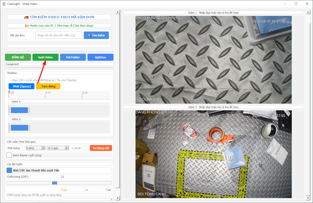 T&iacute;nh năng xuất video tr&ecirc;n Camsight