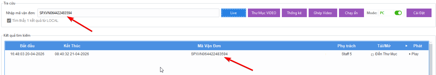 T&igrave;m kiếm video đ&oacute;ng h&agrave;ng chỉ với 3 gi&acirc;y với m&atilde; vận đơn