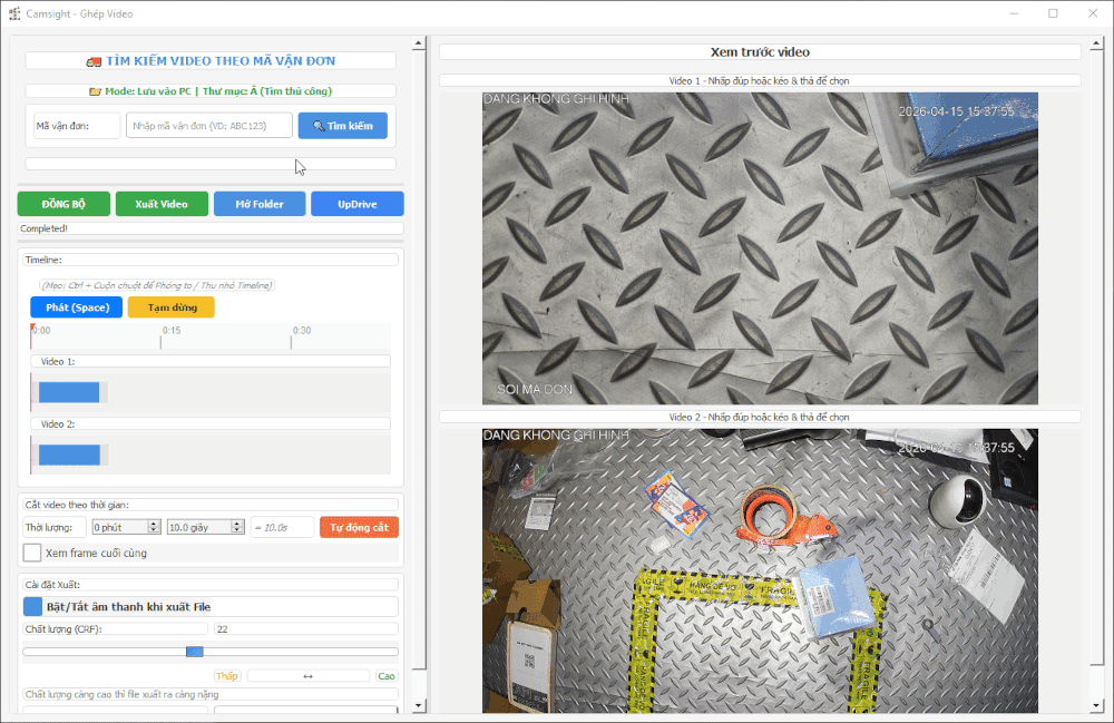 Thư mục lưu video sau khi gh&eacute;p Camsight