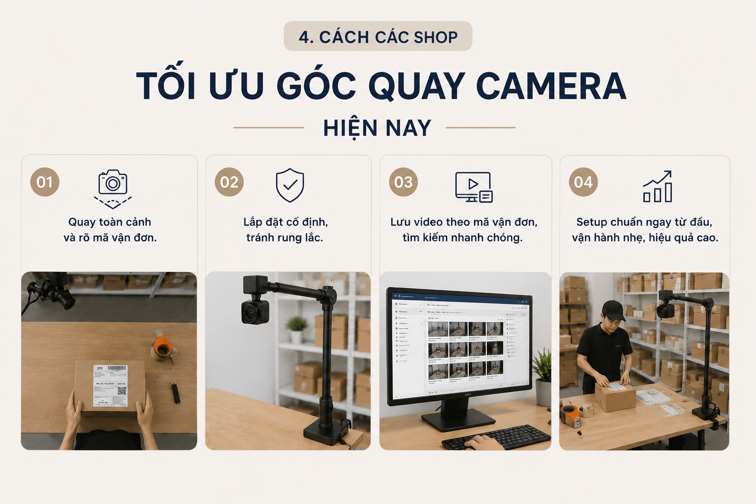 C&aacute;ch c&aacute;c chủ shop tối ưu g&oacute;c quay camera đ&oacute;ng h&agrave;ng hiện nay.