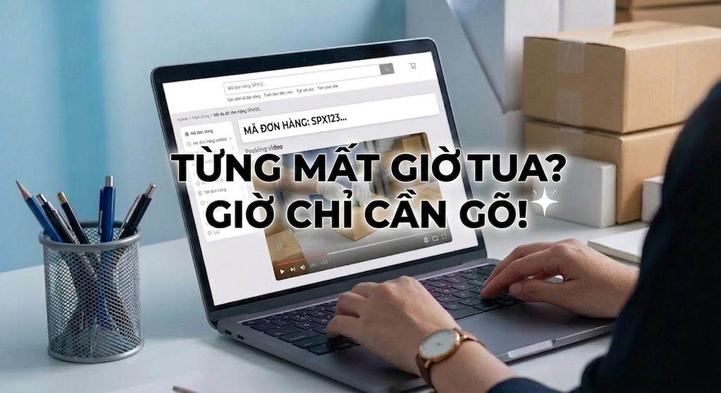 T&igrave;m video bằng m&atilde; vận đơn với phần mềm quay đ&oacute;ng h&agrave;ng tiết kiệm rất rất nhiều thời gian cho chủ shop online.