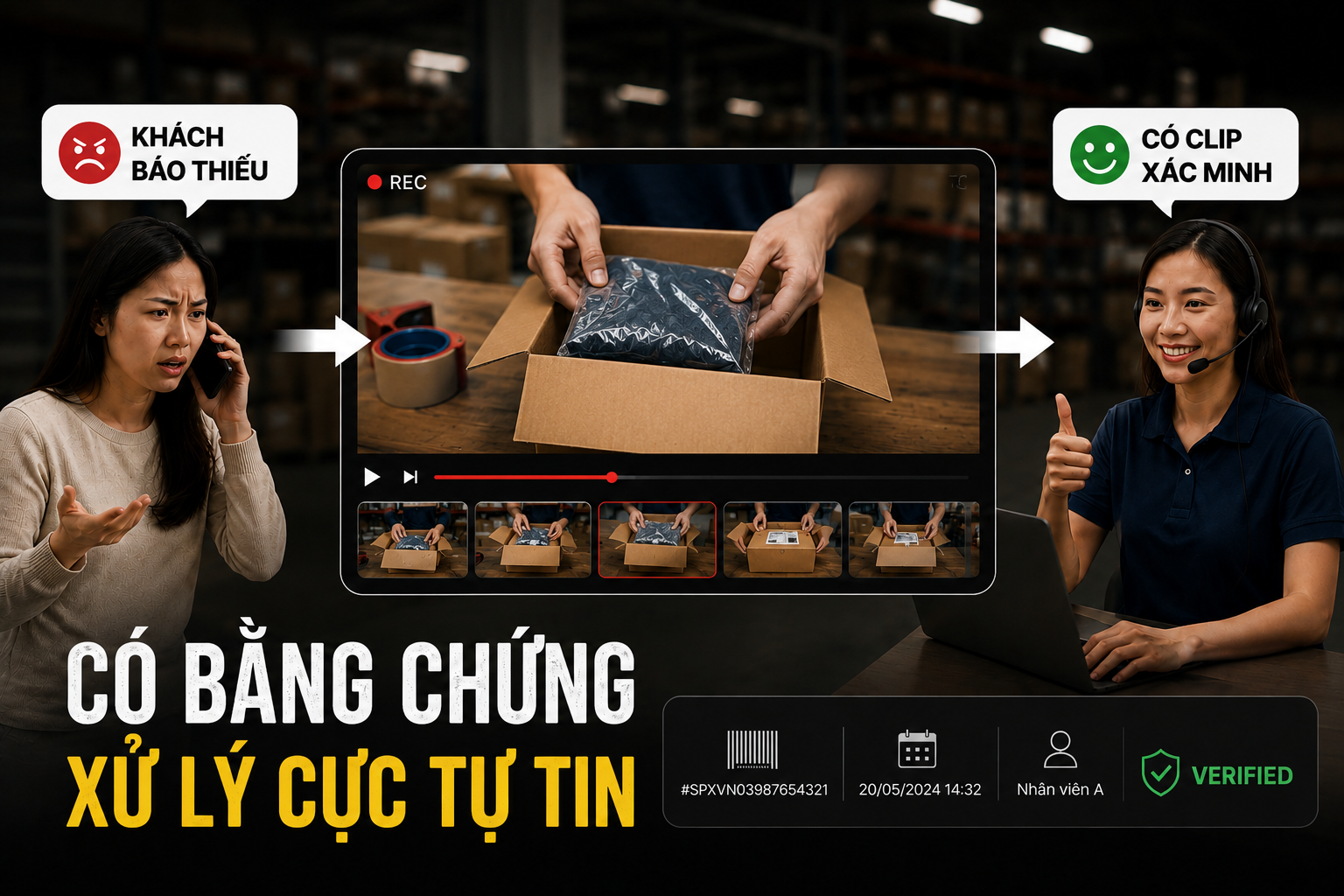 C&oacute; clip đ&oacute;ng h&agrave;ng chỉnh chi gi&uacute;p chủ shop tự tin xử l&yacute; khi c&oacute; khiếu nại xảy ra.