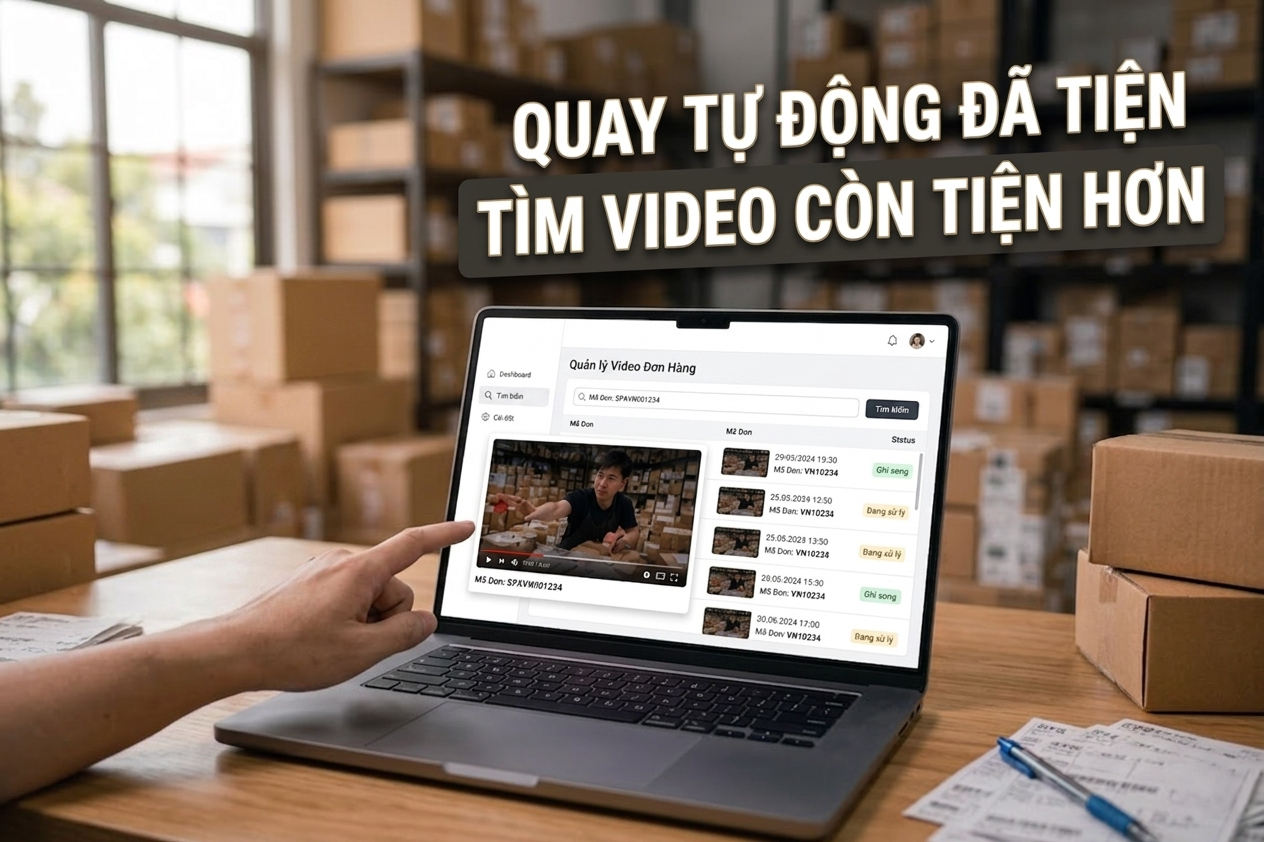 Kh&ocirc;ng nhận tự động quay, việc t&igrave;m lại video quay đ&oacute;ng h&agrave;ng cũng v&ocirc; c&ugrave;ng nhanh ch&oacute;ng nhờ M&atilde; đơn h&agrave;ng.