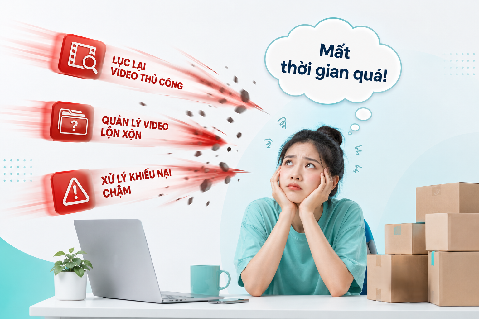 Chủ shop thường mất thời gian ở những c&ocirc;ng đoạn như: t&igrave;m lại video qu&aacute; l&acirc;u, quản l&yacute; video lộn xộn dẫn đến xử l&yacute; khiếu nại chậm. 
