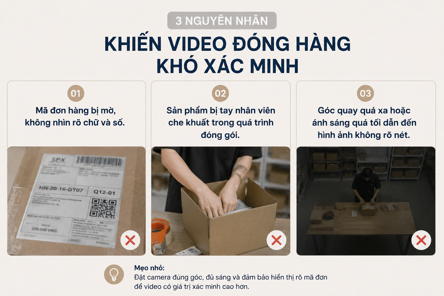 Nguy&ecirc;n nh&acirc;n khiến video đ&oacute;ng h&agrave;ng của bạn kh&oacute; x&aacute;c minh.