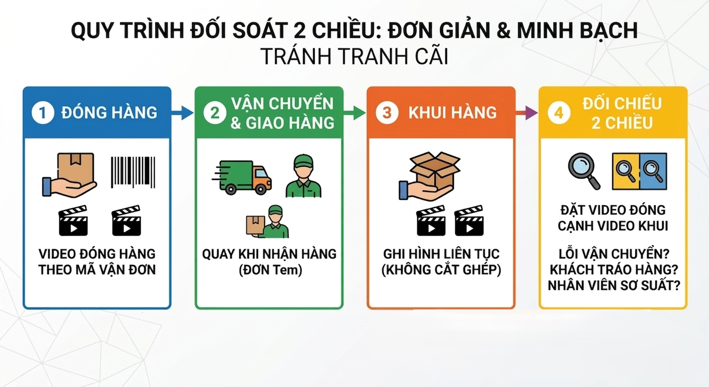 Quy tr&igrave;nh đối so&aacute;t h&agrave;ng ho&agrave;n 2 chiều. Đảm bảo quyền lợi cho chủ shop online.
