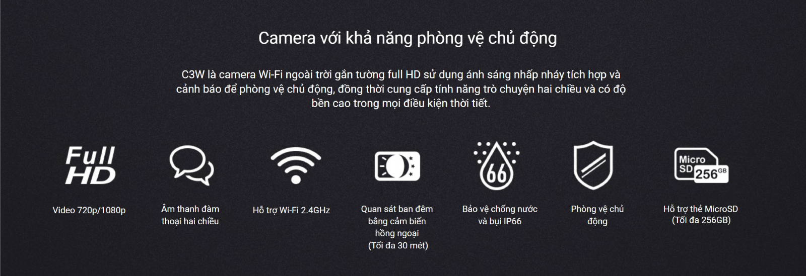 Camera Ezviz C3W ngoài trời tích hợp bảo vệ kép âm thanh và ánh sáng