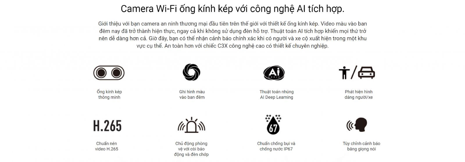 Camera Ezviz C3X 2MP ống kính kép có màu ban đêm