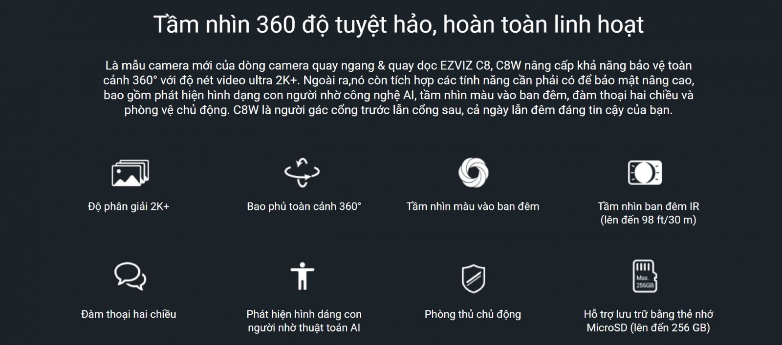 Camera Ezviz C8W ngoài trời có màu ban đêm 4MP 2k+