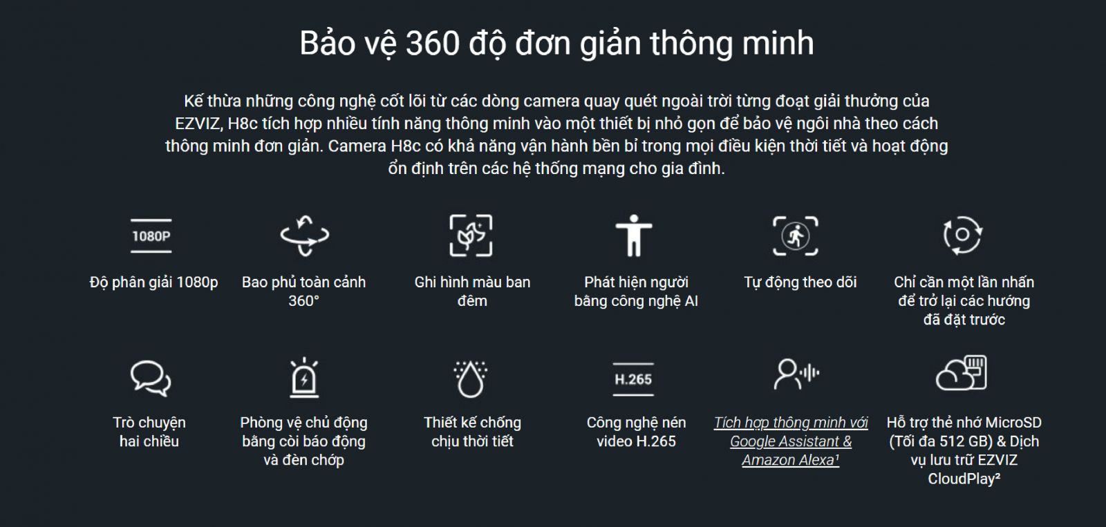 Camera Ezviz H8C quay xoay, tự động theo dõi chuyển động thông minh