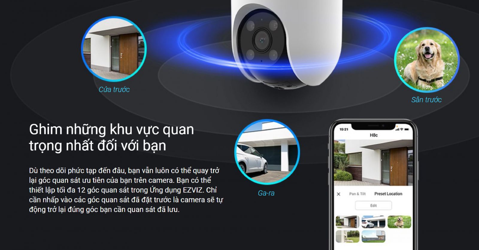 Camera Ezviz H8C quay xoay, tự động theo dõi chuyển động thông minh
