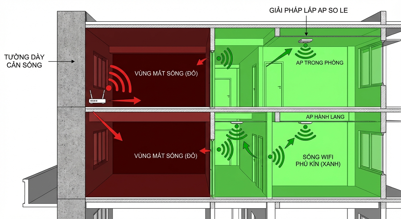T&igrave;nh huống nh&agrave; 5 tầng tường d&agrave;y